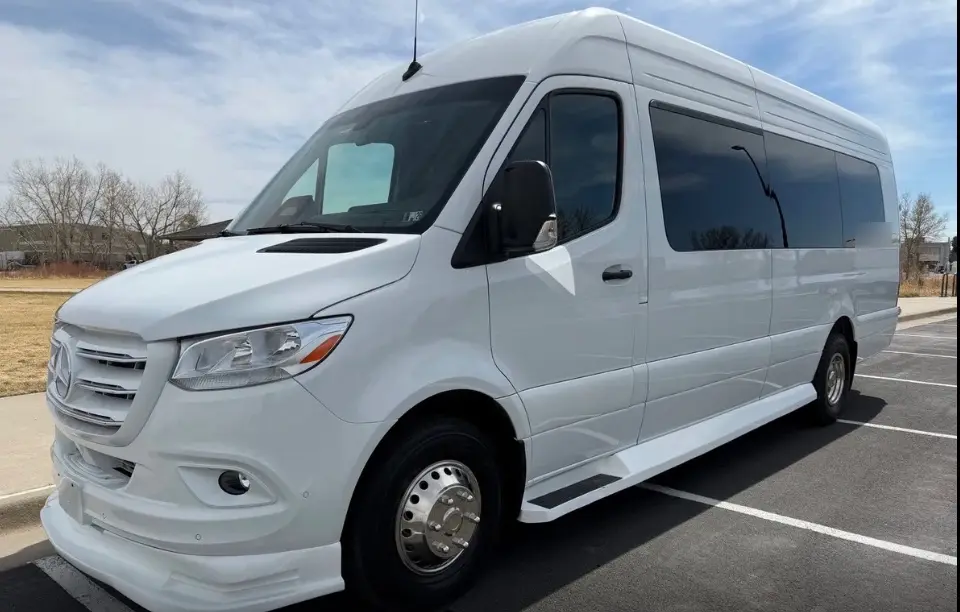 Keystone 16 passenger white Sprinter limo bus