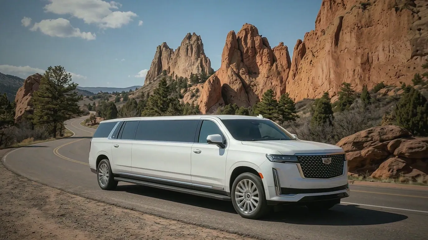 Keystone white Cadillac Escalade 20 passenger stretch limo